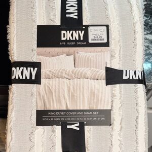 DKNY Textured Duvet Cover and Sham Set in white and grey